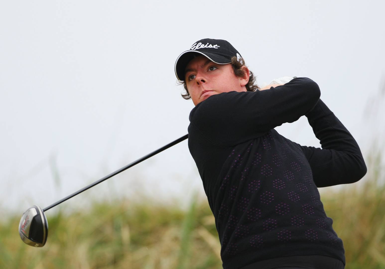 Rory McIlroy hits a driver on his Open debut at Carnoustie in 2007